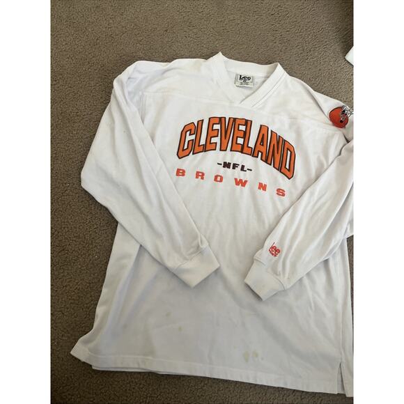 Vintage Cleveland Browns Shirt Mens Large Brown NFL Long Sleeve Lee XL Poor Cond - Picture 7 of 7